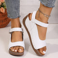 Southeast asia export plus size one-strap buckle chunky sole sandals women's cross-border stitching breathable hollow-out wedge heel beach sandals