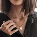 Wholesale alloy round pendant necklaces - european & american style, rhinestone embellished, unique round disc design, long layered necklace, choker