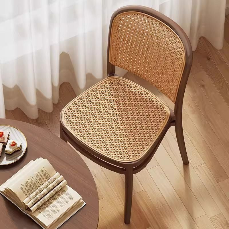 Plastic chair for home dining chair thickened dining table stool back desk chair medieval restaurant commercial stackable rattan