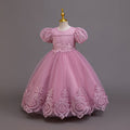 Ready-to-ship children's embroidered sequin puff sleeve princess dress - girls' runway model dress - kids dress