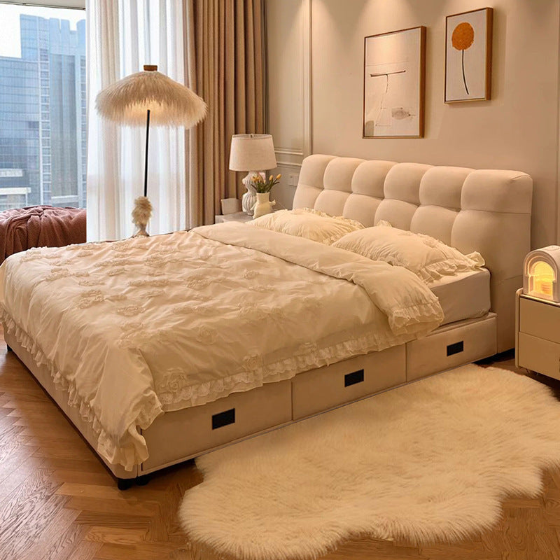 Cream puff fabric bed modern casual technical fabric 2m × 2m master bedroom double bed upholstered storage wedding bed