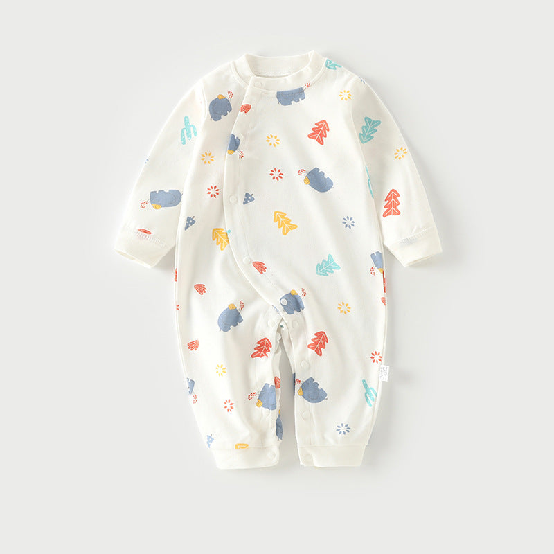 Wholesale baby rompers - spring/autumn pure cotton newborn long sleeve crawling suit 0-2 years old sleepwear baby onesie autumn outfit