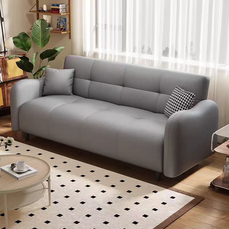 Cat scratch leather sofa bed modern casual small apartment living room straight row sofa three-stop backrest multi-functional foldable sofa