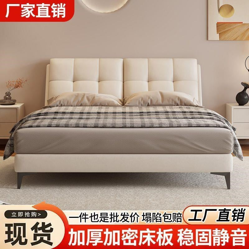 Solid wood bed double1.8x 2m master bedroom king bed modern casual small apartment 1.5m for home1.2m single bed frame