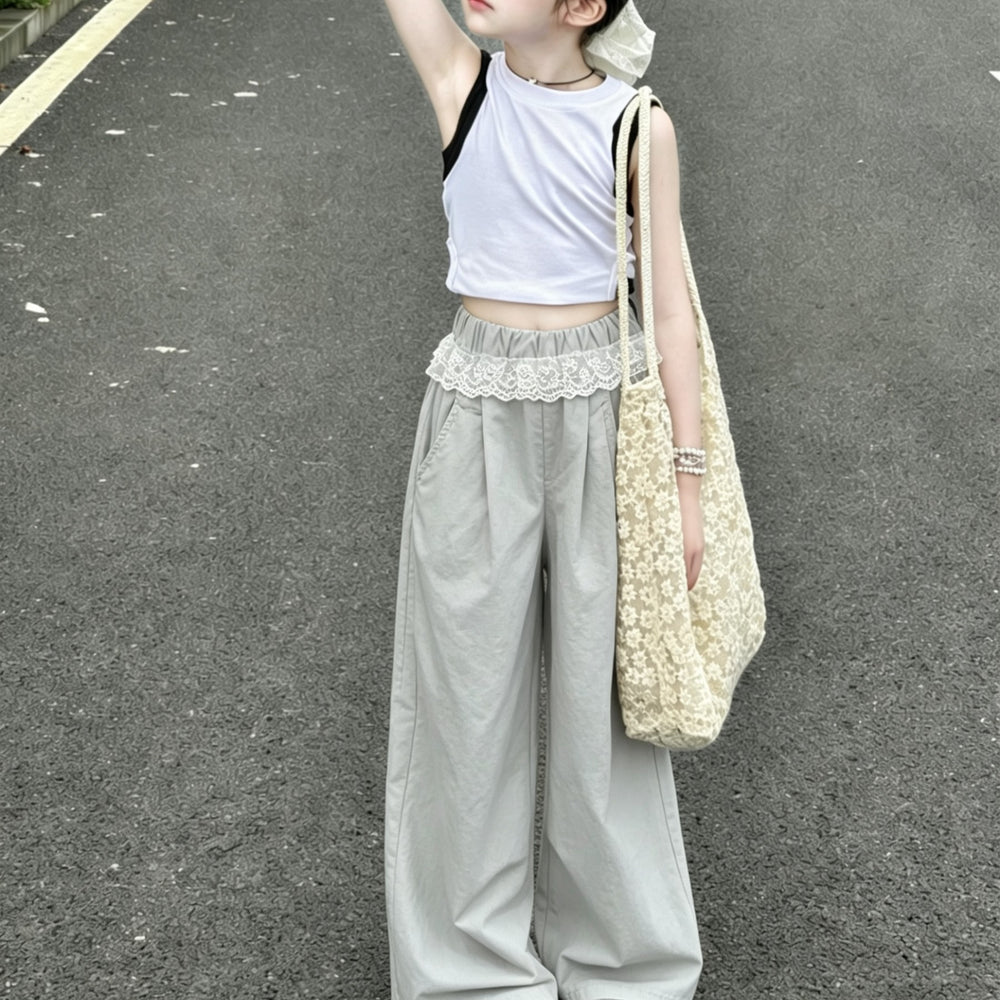 [nai fu butt curtain pants] girls summer thin quick-drying wide-leg workwear pants fashioneasiest for matchcasualpants