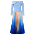 D3309 new  cross-border fashionable and elegant one-shoulder top and maxi skirt african style set for european and american export