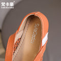 Vancahao girls' knitted leather shoes -  summer new arrivals: korean-style grandma shoes, open-toe sandals for kids