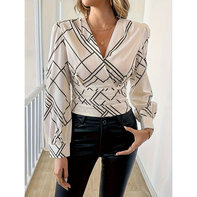 code new arrival  original women's fashionelegantv necklong sleevesshirt