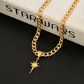 Hip-hop necklace wholesale european and american cross-border accessories for women simple eight-pointed star personalized cuban thick chain niche clavicle chain