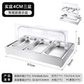 Stainless steel outer frame + bottom basin 6.5cm high + three-compartment inner basin solid basin 4cm high + double flip lid (with 3 ice plates)