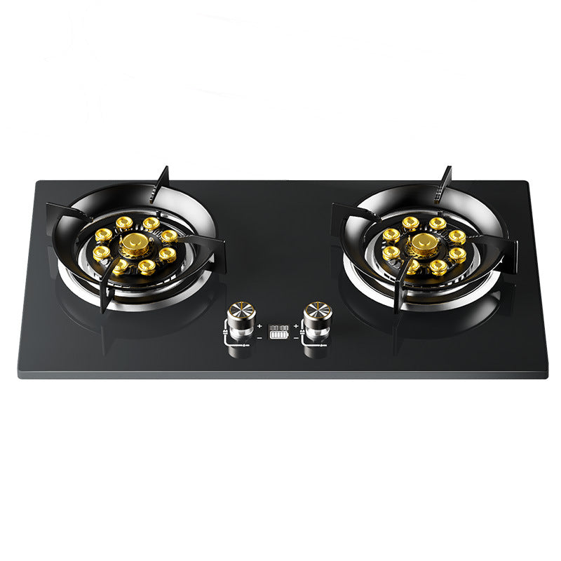For homenatural gas stove double stove gas stove fierce fire stove embedded tempered glass surface stove liquefied gas energy saving