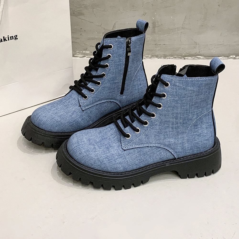 fashionplus sizeboots women exportbritishthick sole single boots retroflats short boots