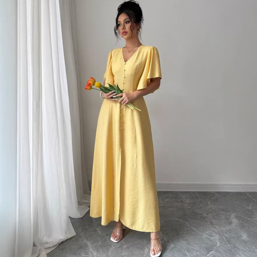 early spring new french casual chic dress - button-down design, slim fit, perfect for banquets, cocktail parties, and tea time
