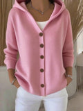fashion autumn winternew arrivalhoodedknittingcardigan women's pure colorcasualfashionsweateroutwear women