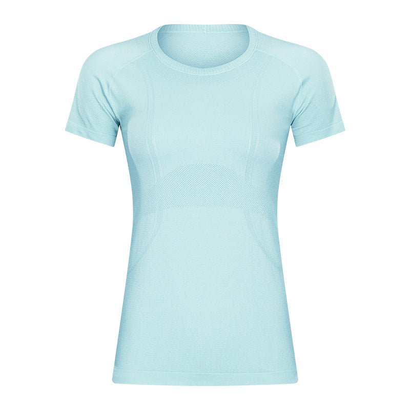 New women's short-sleeve crew neck activewear t-shirt - running, fitness, slim fit, breathable, shaping yoga top - s2067