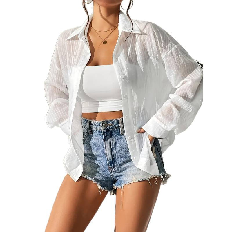 coded new arrival  women's light and translucent whiteoutwear, cardigan sun protection clothing shirt