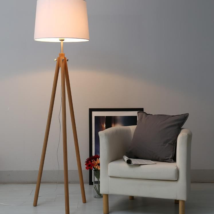 Japanese style log tripod floor lamp scandinavian fabric cover living room bedroom sofa side popularb&b soft decoration