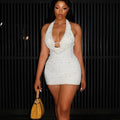 Exportnew arrival beading v neckcut out vest style dressfashionsexy hot girl backless silm hip skirt