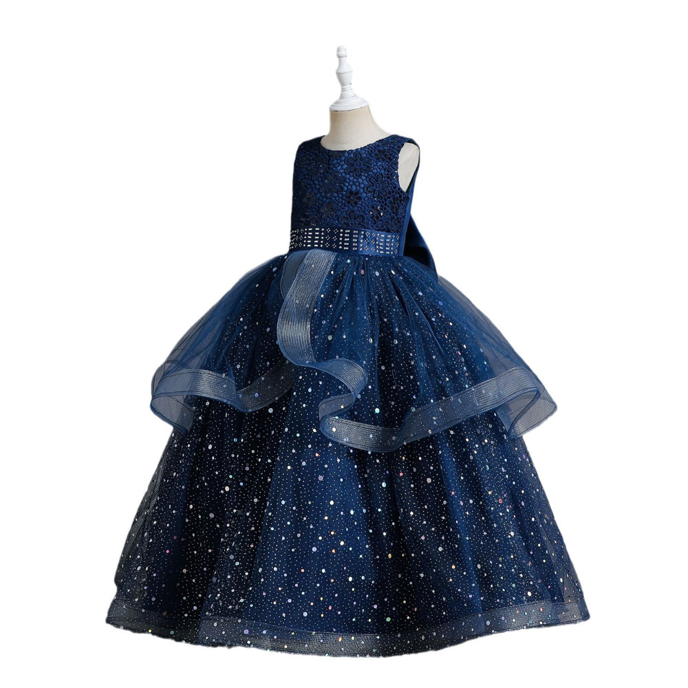 Amazon's new children's clothing kids dress layered wedding dress princess dress female flower girl cut out piano performance dress
