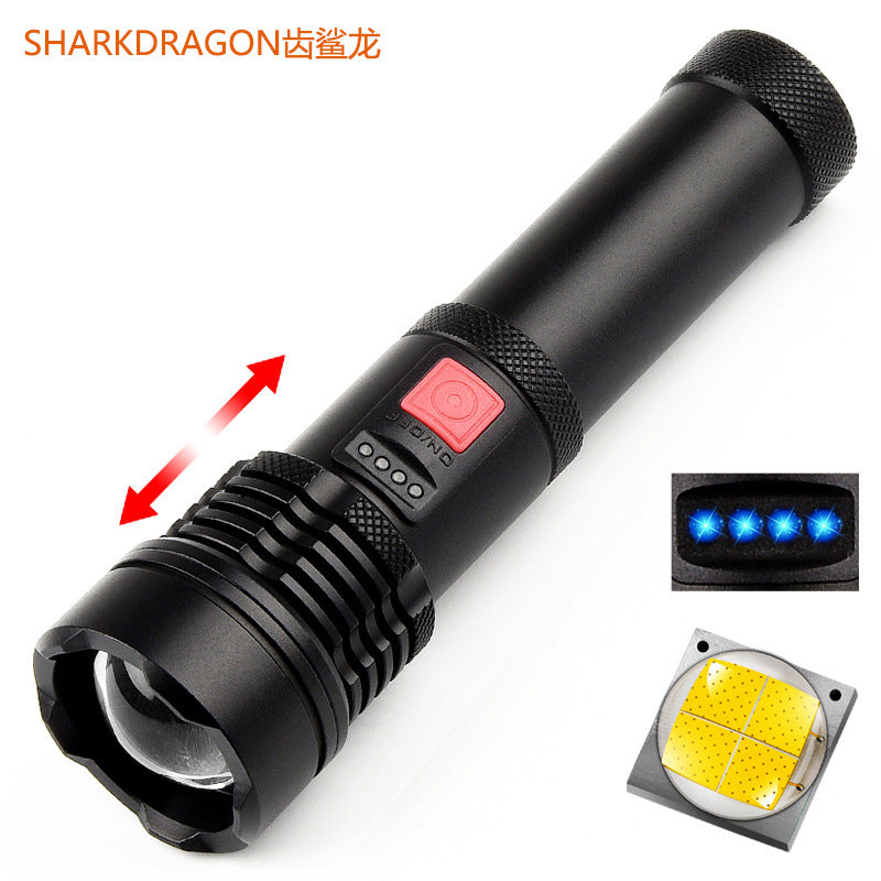 Cross-border new XHP50 strong light flashlight USB charging smart electric display outdoor waterproof zoom LED flashlight