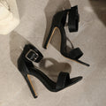 Women's black high heel sandals, ladies' mule heels, fashionable sexy casual women's shoes, 11.5cm heel height