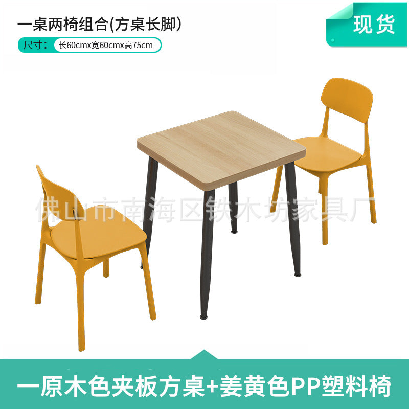 Canteen dining table and chairs Solid wood staff factory Student dining room School dining hall Four-person conjoined combination splicing