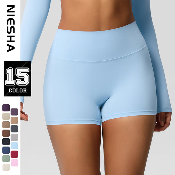 's new fitness shorts close abdomen and hip lift solid color sports high waist no embarrassment tight quick-drying yoga shorts