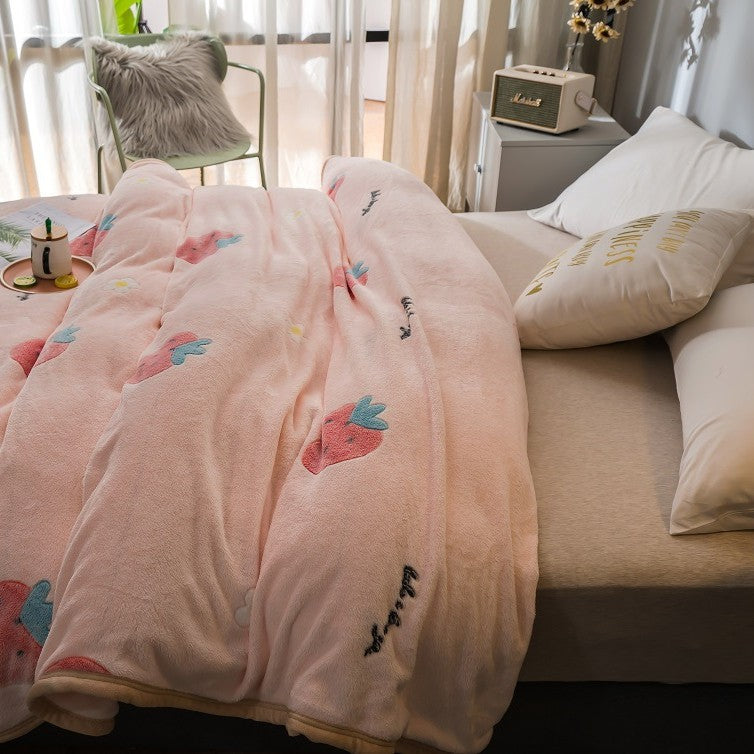 Snowflake fleece blanket Farai fleece sheet person double gift thickened coral fleece autumn and winter sleeping lunch break blanket wholesale