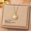8442 pearl three-petal flower gold necklace