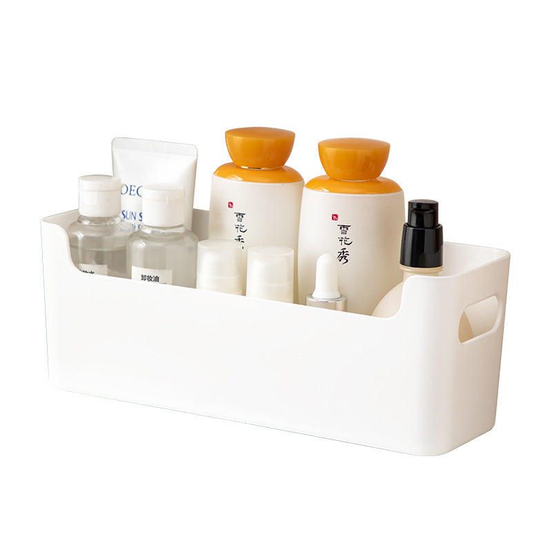 Bathroom, toilet, mirror cabinet, storage box, plastic transparent desktop, makeup brush, cosmetic mask, skin care product storage box.