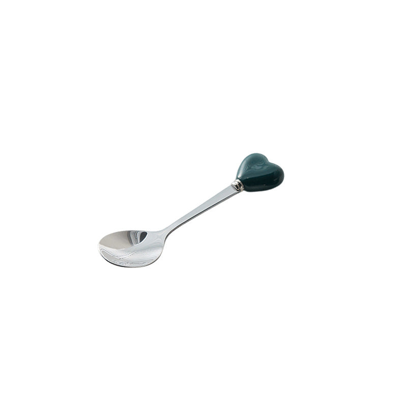 High-style ceramic handle forks, stainless steel household spoons, heart-shaped coffee stirrers, creative dessert spoons - wholesale