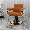 Influencer-approved barber chair - stainless steel, high-end salon chair for perming, dyeing, and cutting. features adjustable height, swivel function, and thickened padding. perfect for professional hair salons