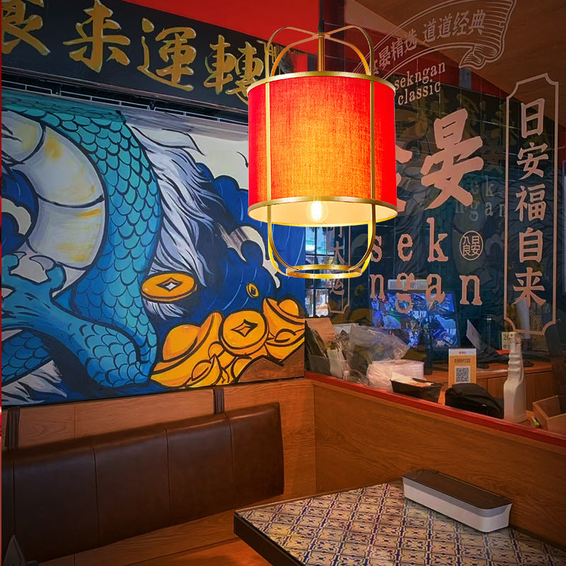 Chinese-style national tide chandelier Chinese-style round lantern lantern fixture Hot pot restaurant restaurant restaurant box booth with spotlight