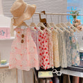 new girls' summer floral sleeveless princess dress - sweet & cute style, round neck cotton gauze dress