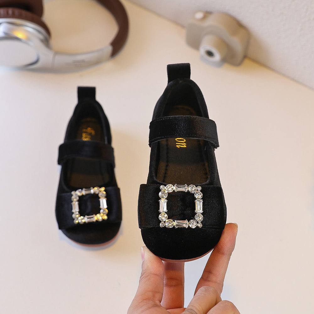 Ready-to-ship korean-style bow-tie princess leather shoes for kids, bean shoes, simple and stylish soft-soled flats for babies