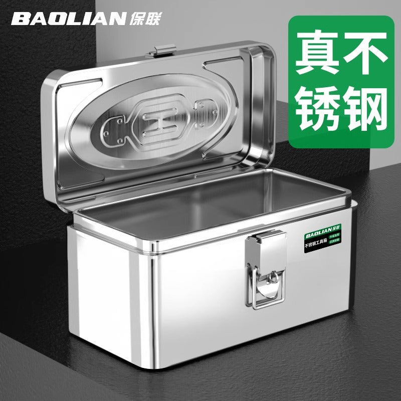 Baolian stainless steel toolbox - industrial grade storage box, multi-purpose heavy-duty metal tool chest for car and home use, portable