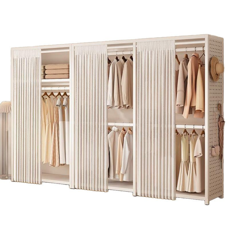 Thickened metal wardrobe bedroom simple all-steel frame rental house full hanging wardrobe open coat rack storage cabinet
