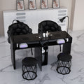 New arrival: extra-wide 45 turbine engraved grade vacuum marble & porcelain surface multifunctional minimalist nail table and chair set