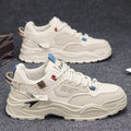 Men's spring versatile casual work shoes - leather, waterproof, athletic, height-increasing, white trendy sneakers for work and everyday wear