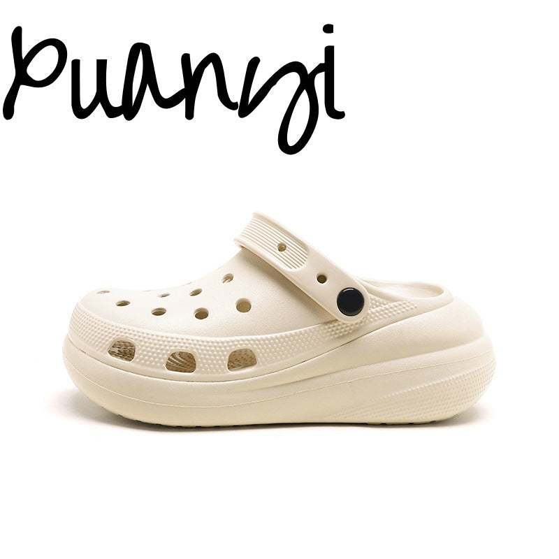 Bone white bouquet puff shoes flower clogs thick sole 6cmclassystereo spring and summer new arrival beach shoes outwear
