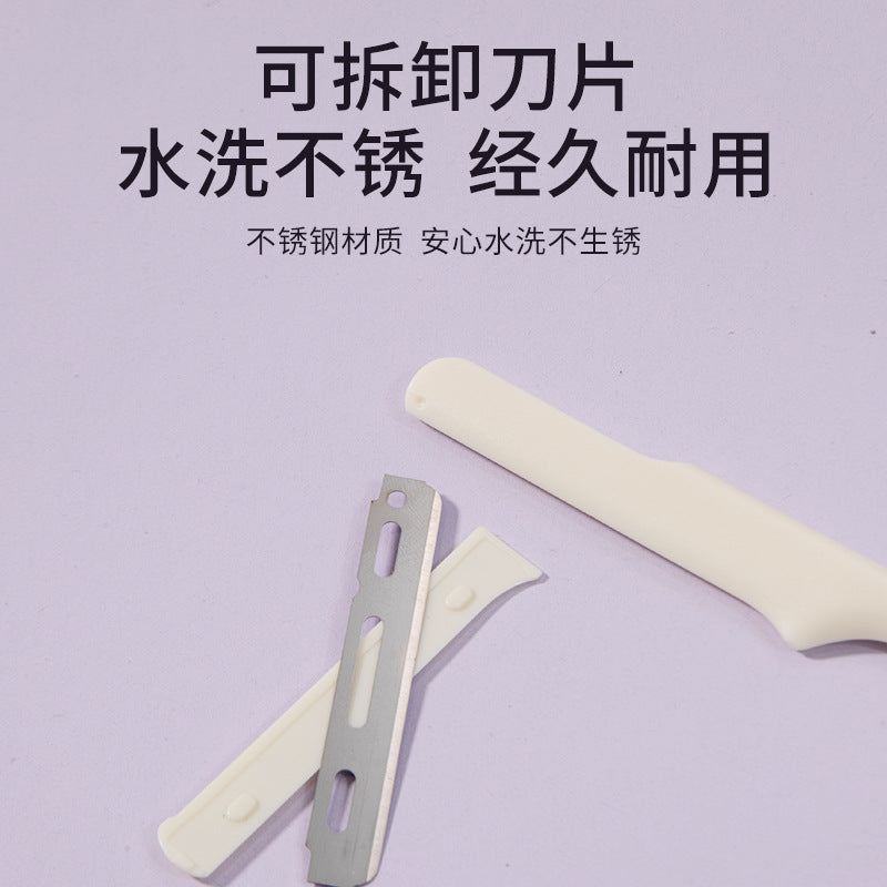 Colorful fenling eyebrow shaping eyebrow razor 2 pack stainless steel long handle eyebrow razor security protective net macro eyebrow razor wholesale