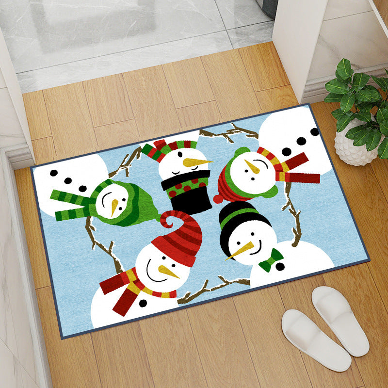 Red christmas floor mat - santa claus & christmas tree coral fleece entrance mat for home & bar
