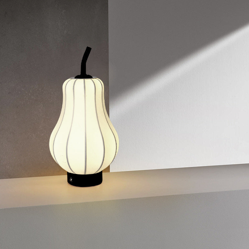 Used pear table lamp - bedroom bedside, sydney silk, vintage rechargeable, living room, wabi-sabi style, boutique hotel artistic ambient lighting