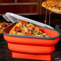 Reusable silicone pizza box, collapsible triangular pizza container, takeout lunch box, heatable food container