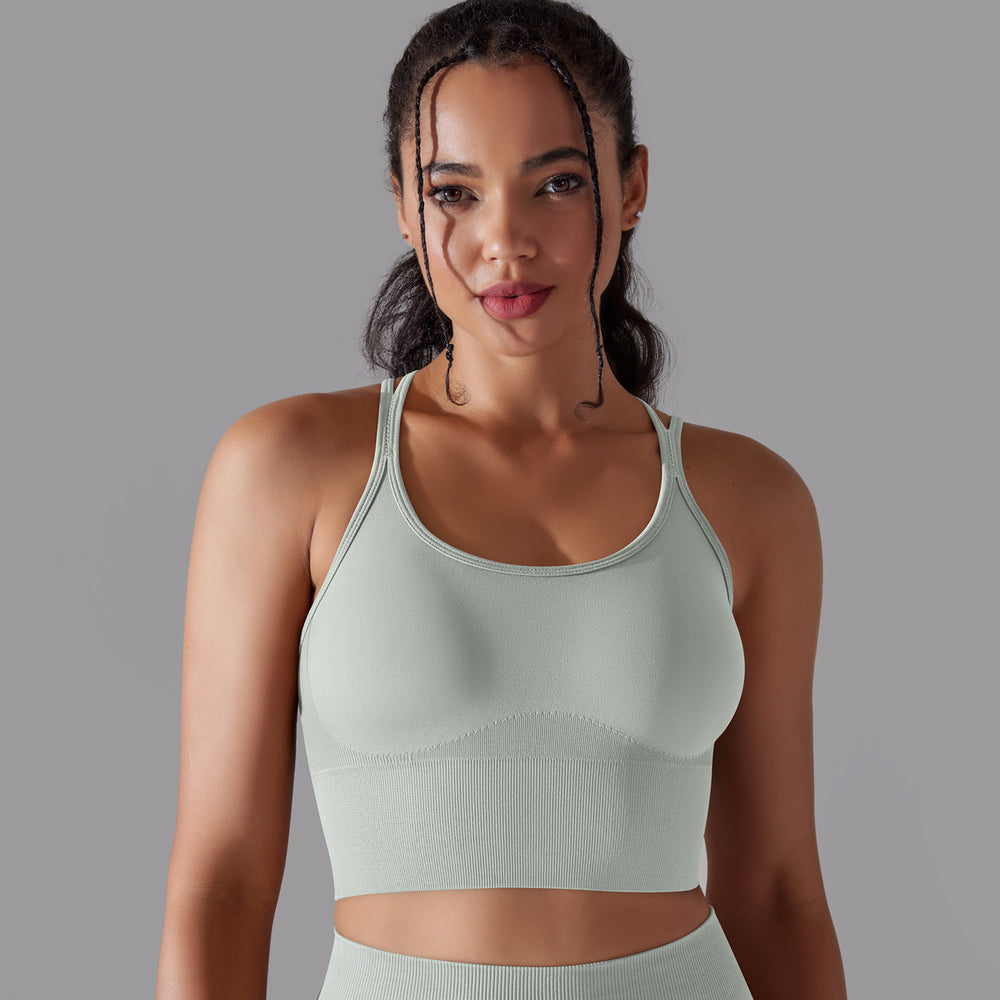 European and american new sexy backless sports bra for women, shockproof push-up yoga bra, quick-drying breathable fitness tank top