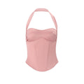 summer new women's sexy & sweet halter top with asymmetrical neckline & tie-waist mini skirt set