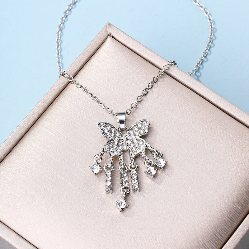 Wholesale unique necklace designs: european & american cross-border autumn/winter jewelry, women's diamond-accented light luxury korean-style ins sweater necklace