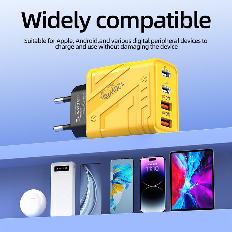 Mecha-style phone charger, 3-usb + pd multi-port charger head, 1200w, compatible with apple and android phones