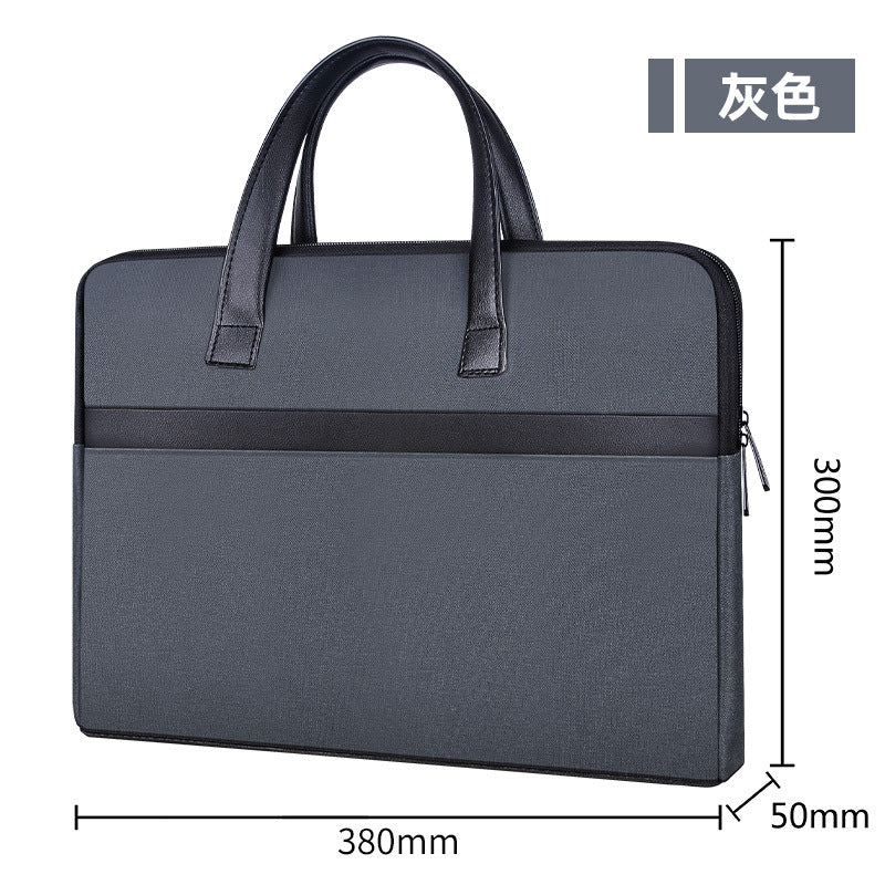 Zippered document bag - business briefcase for office, work, and travel - unisex, double-layer, large capacity, conference materials organizer - customizable with printing