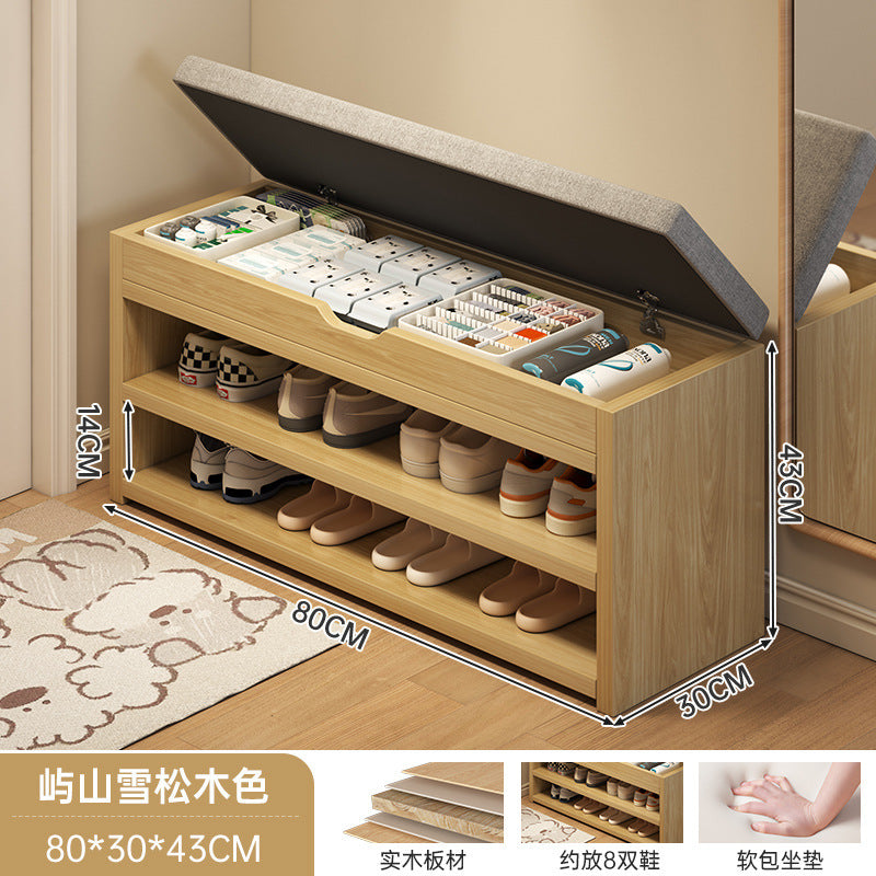 At the beginning of one piece, the shoe change stool is at the door of the household, the shoe rack can be seated at the door, the shoe cabinet is integrated with the stool, the entrance cabinet, and the storage cabinet.